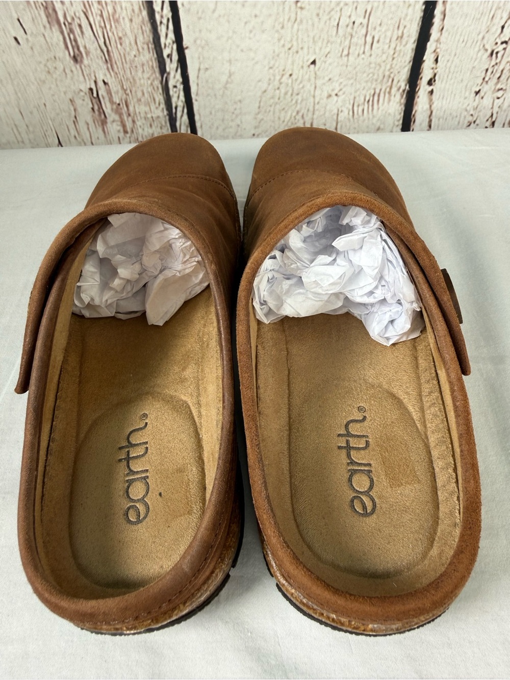 Earth Ezra Button Wrap Suede Leather Slip On Clogs Mules Size 8 - Picture 9 of 15